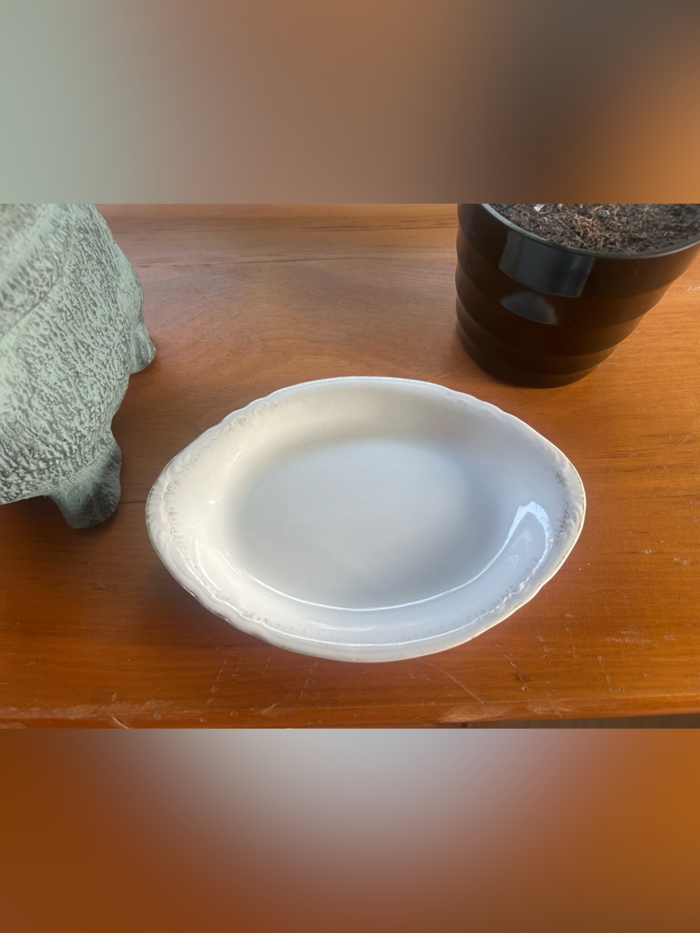 White Ceramic Oval Serving Plate - Home Dining